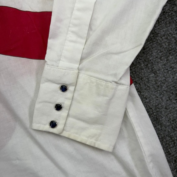 Wrangler Shirt Men 17.5 36 XL Xlong Tails American Flag Western Button Up *FLAWS - Picture 5 of 16